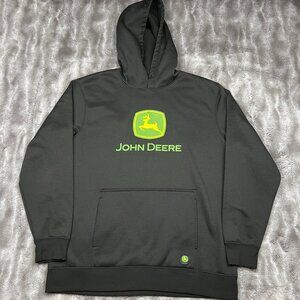 John Deere Hoodie Mens Extra Large Black Pullover Sweatshirt Farming Tractor